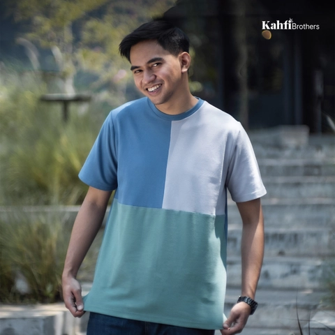 T-shirt Pria 3 tone Soft Pique - JAY STEEL BLUE